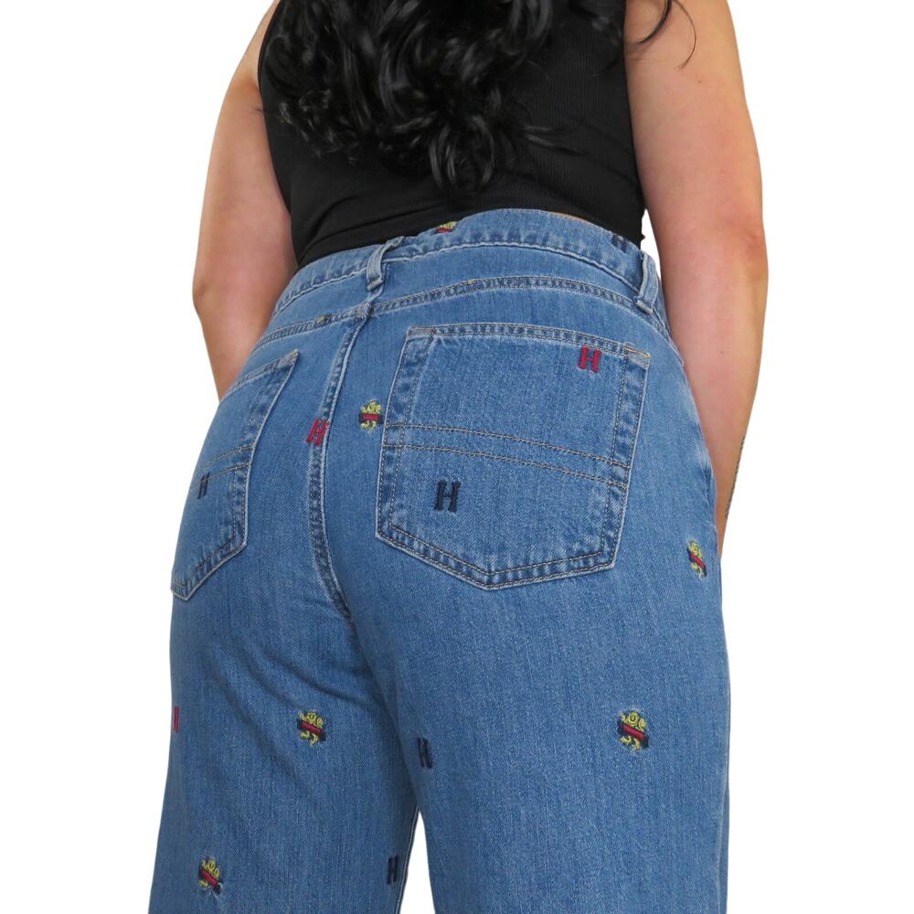 1990s Vintage Tommy Hilfiger High Rise Straight Mom Jeans Patches Size 10 34"